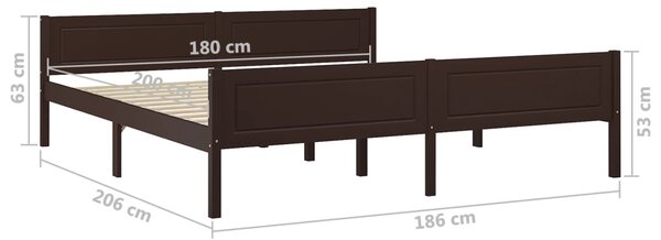 VidaXL Πλαίσιο Κρεβατιού Σκούρο Καφέ 180 x 200 εκ. Μασίφ Ξύλο Πεύκου