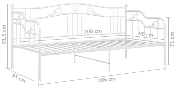 VidaXL Πλαίσιο για Καναπέ - Κρεβάτι Λευκό 90 x 200 εκ. Μεταλλικό
