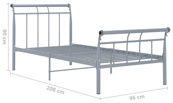 VidaXL Πλαίσιο Κρεβατιού Γκρι 90 x 200 εκ. Μεταλλικό