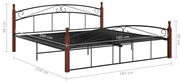 VidaXL Πλαίσιο Κρεβατιού 180 x 200 εκ. Μέταλλο/Μασίφ Ξύλο Δρυός