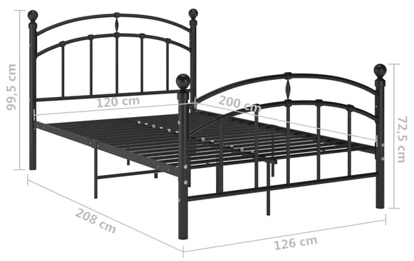 VidaXL Πλαίσιο Κρεβατιού Μαύρο 120 x 200 εκ. Μεταλλικό