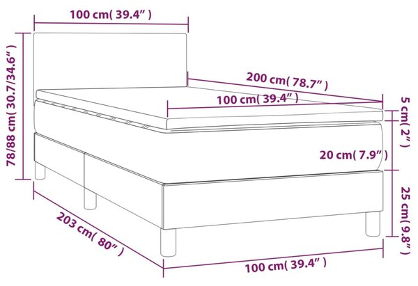 VidaXL Κρεβάτι Boxspring με Στρώμα & LED Κρεμ 100x200 εκ. Συνθ. Δέρμα