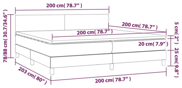 VidaXL Κρεβάτι Boxspring Στρώμα&LED Καπουτσίνο 200x200 εκ. Συνθ. Δέρμα