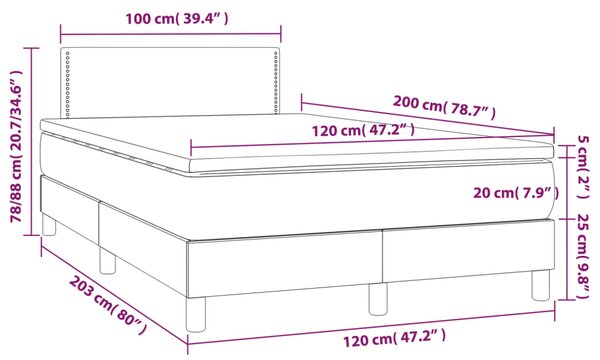 VidaXL Κρεβάτι Boxspring με Στρώμα & LED Ροζ 120x200 εκ. Βελούδινο