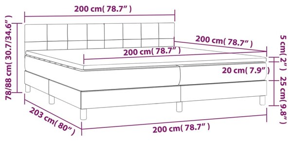 VidaXL Κρεβάτι Boxspring με Στρώμα & LED Taupe 200x200 εκ. Υφασμάτινο