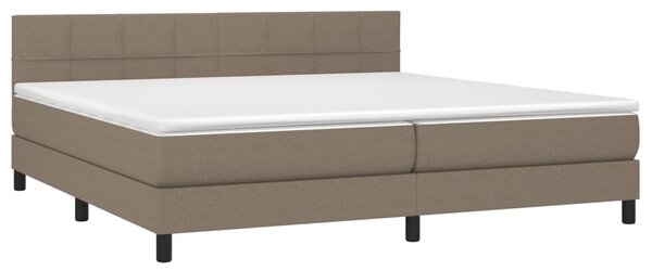 VidaXL Κρεβάτι Boxspring με Στρώμα & LED Taupe 200x200 εκ. Υφασμάτινο