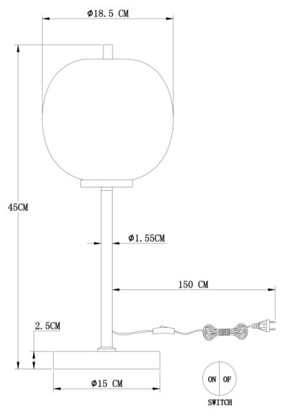 Globo 15345T - Επιτραπέζια λάμπα BLACKY 1xE14/40W/230V