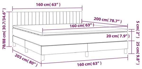 VidaXL Κρεβάτι Boxspring με Στρώμα Μαύρο 160x200 εκ. Υφασμάτινο