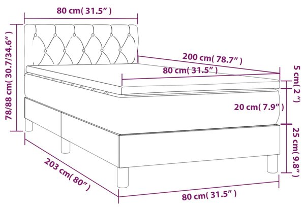 VidaXL Κρεβάτι Boxspring με Στρώμα Ροζ 80 x 200 εκ. Βελούδινο