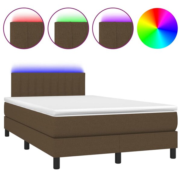 VidaXL Κρεβάτι Boxspring με Στρώμα & LED Σκ.Καφέ 120x200 εκ Υφασμάτινο