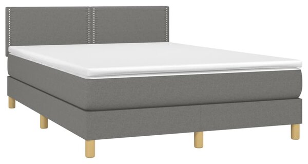 VidaXL Κρεβάτι Boxspring με Στρώμα & LED Σκ.Γκρι 140x200 εκ Υφασμάτινο