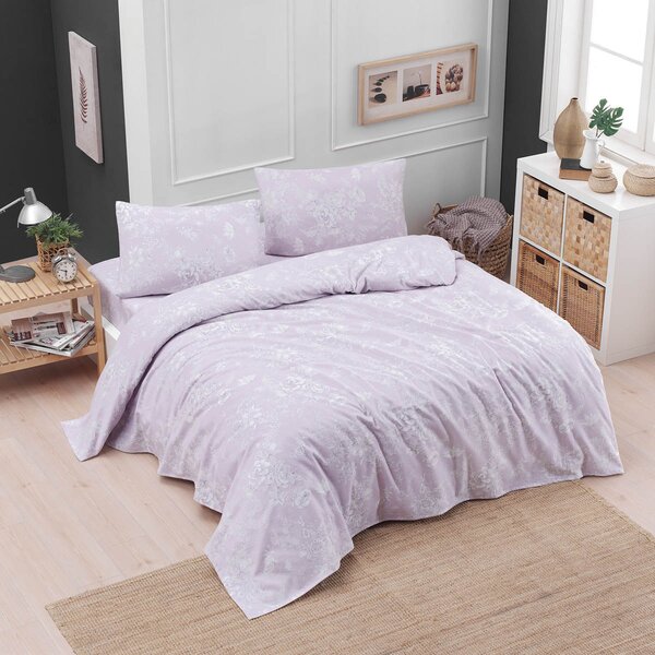 Φανελένια Σεντόνια Υπέρδιπλα (Σετ) Rythmos Flannel Jennifer Purple Λιλά ΧΩΡΙΣ ΛΑΣΤΙΧΟ 240x260