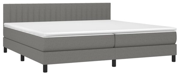 VidaXL Κρεβάτι Boxspring με Στρώμα & LED Σκ.Γκρι 200x200εκ. Υφασμάτινο