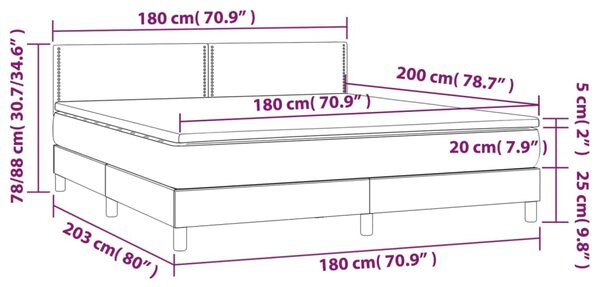 VidaXL Κρεβάτι Boxspring με Στρώμα Καφέ 180x200 εκ. Συνθετικό Δέρμα