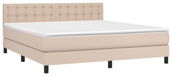 VidaXL Κρεβάτι Boxspring με Στρώμα Καπουτσίνο 160x200εκ.από Συνθ.Δέρμα