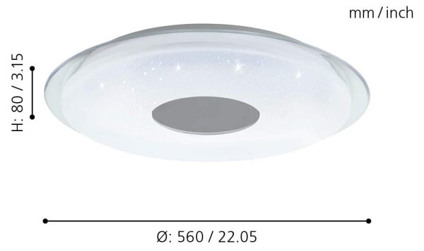 Eglo 98768 - LED RGB Dimming φωτιστικό οροφής LANCIANO-C LED/38W/230V + RC