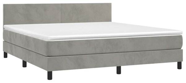 VidaXL Κρεβάτι Boxspring με Στρώμα & LED Αν.Γκρι 160x200 εκ. Βελούδινο