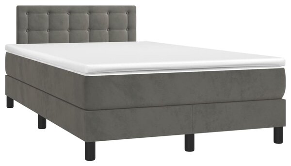 VidaXL Κρεβάτι Boxspring με Στρώμα Σκούρο Γκρι 120x200 εκ. Βελούδινο