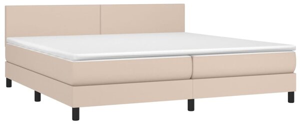 VidaXL Κρεβάτι Boxspring Στρώμα&LED Καπουτσίνο 200x200 εκ. Συνθ. Δέρμα