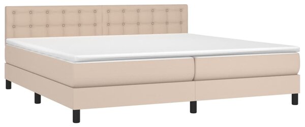 VidaXL Κρεβάτι Boxspring Στρώμα&LED Καπουτσίνο 200x200 εκ. Συνθ. Δέρμα