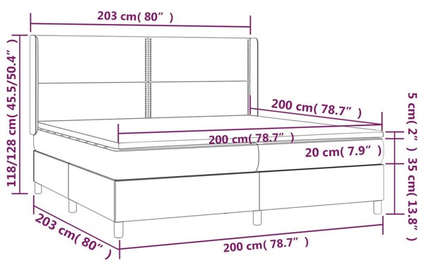 VidaXL Κρεβάτι Boxspring Στρώμα&LED Καπουτσίνο 200x200 εκ. Συνθ. Δέρμα