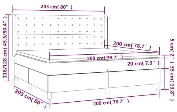 VidaXL Κρεβάτι Boxspring με Στρώμα & LED Λευκό 200x200 εκ. Συνθ. Δέρμα