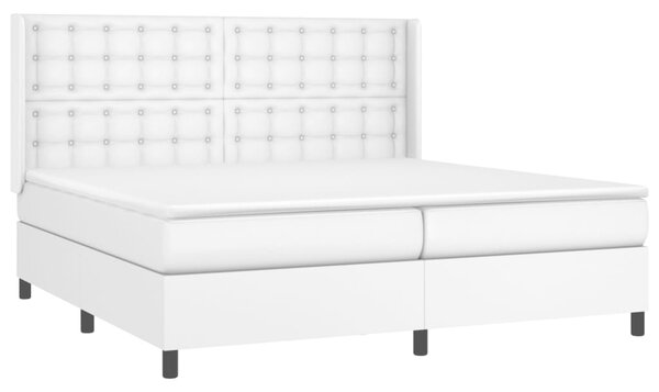 VidaXL Κρεβάτι Boxspring με Στρώμα & LED Λευκό 200x200 εκ. Συνθ. Δέρμα