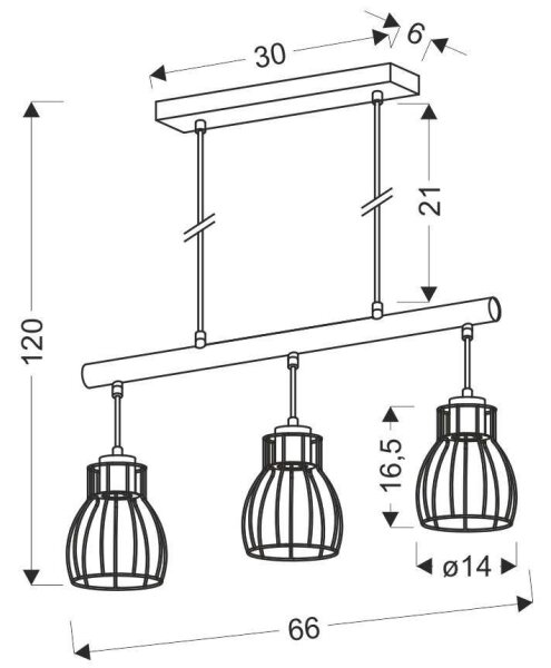 Πολύφωτο σε σχοινί BERNITA 3xE27/60W/230V