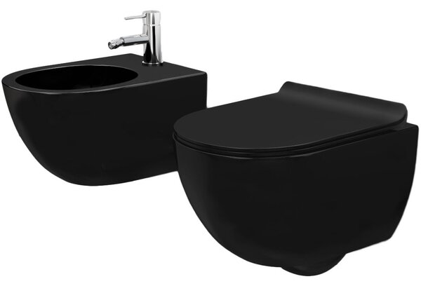 Λεκάνη τουαλέτας Carlo Mini Black Mat + Σετ μπιντέ Carlo Black