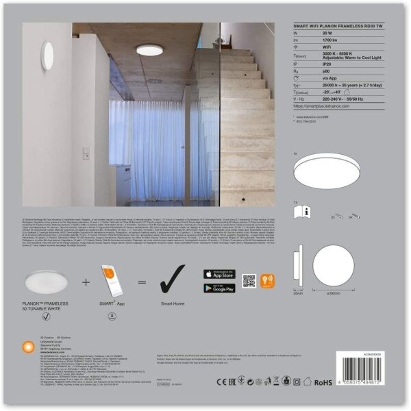 Ledvance - Φωτιστικό οροφής dimmer LED SMART+ FRAMELESS LED/20W/230V Wi-Fi