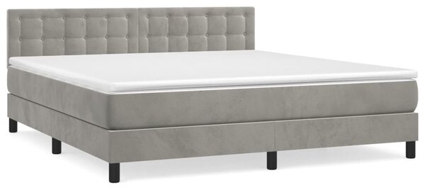 VidaXL Κρεβάτι Boxspring με Στρώμα Ανοιχτό Γκρι 160x200 εκ. Βελούδινο