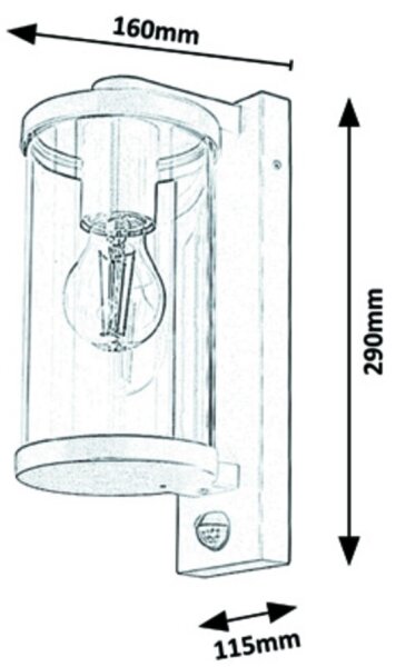 Rabalux - Επιτοίχιο φωτιστικό εξωτερικού χώρου με αισθητήρα 1xE27/60W/230V IP44