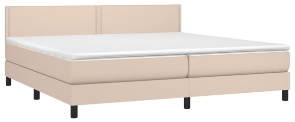 VidaXL Κρεβάτι Boxspring με Στρώμα Καπουτσίνο 200x200εκ.από Συνθ.Δέρμα