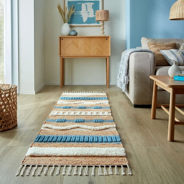 Χαλί Διαδρόμου Medina Jute Μπλε 60x230 cm, Flair Rugs