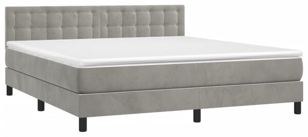 VidaXL Κρεβάτι Boxspring με Στρώμα Ανοιχτό Γκρι 160x200 εκ. Βελούδινο