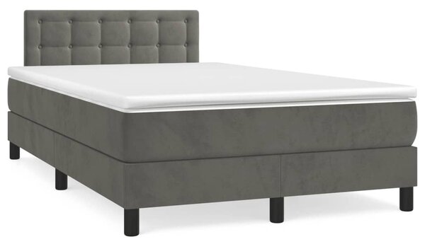 VidaXL Κρεβάτι Boxspring με Στρώμα Σκούρο Γκρι 120x200 εκ. Βελούδινο