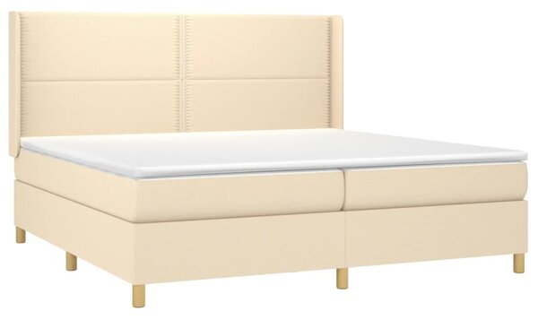 VidaXL Κρεβάτι Boxspring με Στρώμα & LED Κρεμ 200x200 εκ. Υφασμάτινο