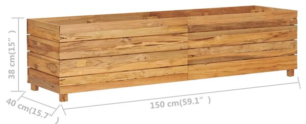 VidaXL Ζαρντινιέρα Υπερυψωμένη 150x40x38 εκ. Ανακυκλ. Ξύλο Teak/Ατσάλι