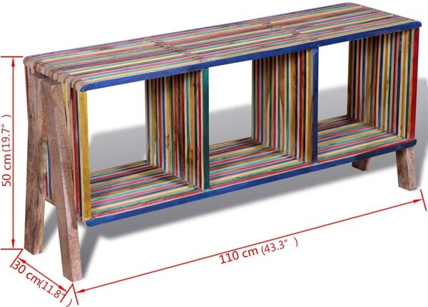 Έπιπλο Τηλεόρασης με 3 Ράφια Στοιβαζόμενο Πολύχρωμο Ανακυκλωμένο Teak