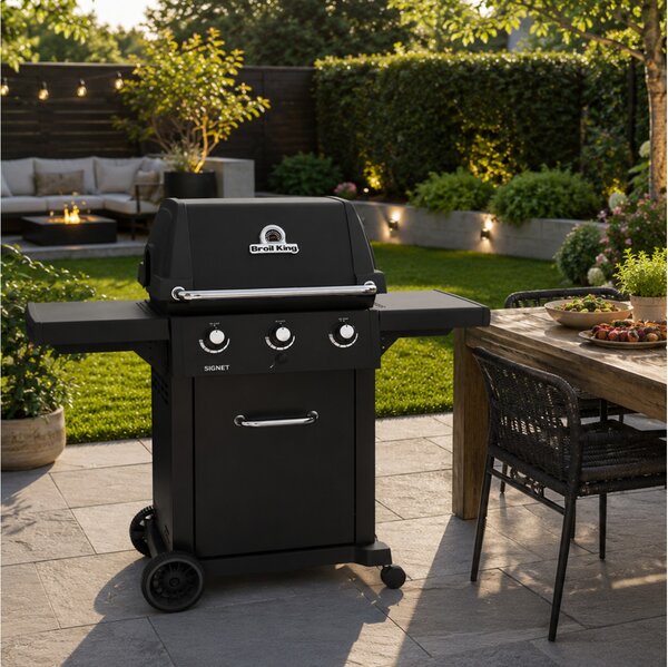 Ψησταριά Υγραερίου Broil King Signet 320 Shadow με μαντεμένια σχάρα, θερμόμετρο, ισχύ 11.4kW και διαστάσεις 145x59x149cm