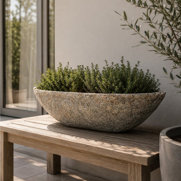 Κασπώ PTMD Luxury Living Hayle από τσιμέντο, με ανάγλυφο σχέδιο και διαστάσεις 64x24x21cm