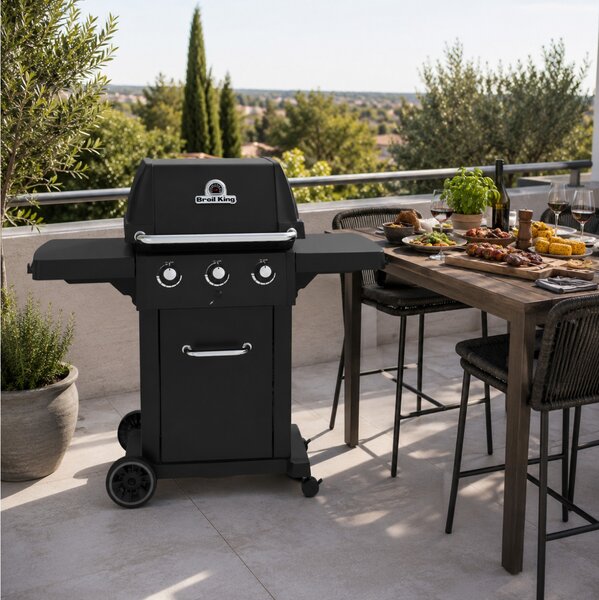 Ψησταριά Υγραερίου Broil King Royal 320 Shadow με μαντεμένια σχάρα, θερμόμετρο, ισχύ 8.8kW και διαστάσεις 127x57x150cm