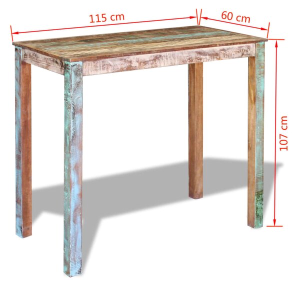 VidaXL Τραπέζι Μπαρ 115 x 60 x 107 εκ. από Μασίφ Ανακυκλωμένο Ξύλο