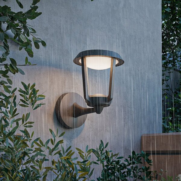 Philips Φωτιστικό τοίχου εξωτερικού χώρου LED Nuvy, ανθρακί, μέταλλο, IP44, Γκρι, Αλουμίνιο