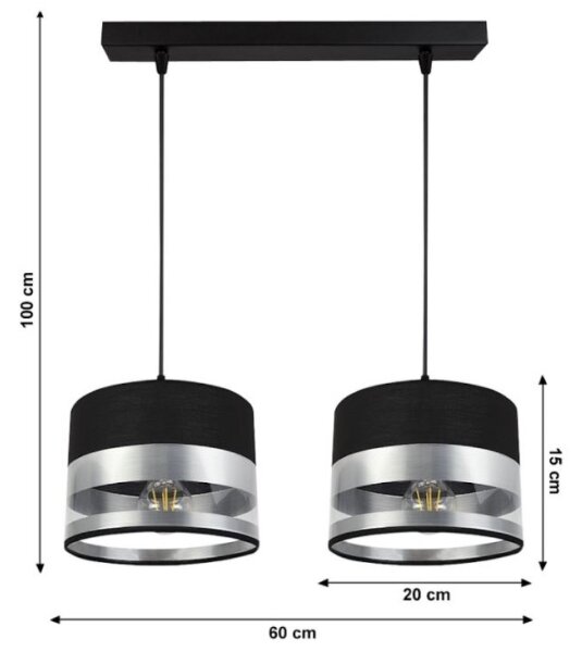 Πολύφωτο κρεμαστό σε ράγα MILO 2xE27/60W/230V ασημί/μαύρο