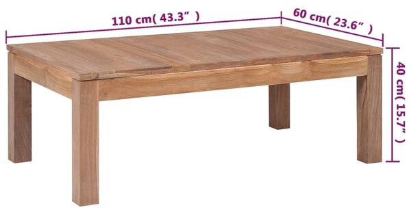 VidaXL Τραπεζάκι Σαλονιού 110 x 60 x 40 εκ. Ξύλο Teak/Φυσικό Φινίρισμα