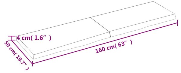 VidaXL Ράφι Τοίχου Ανοιχτό Καφέ 160x50x(2-4)εκ. Επεξ. Μασίφ Ξύλο Δρυός