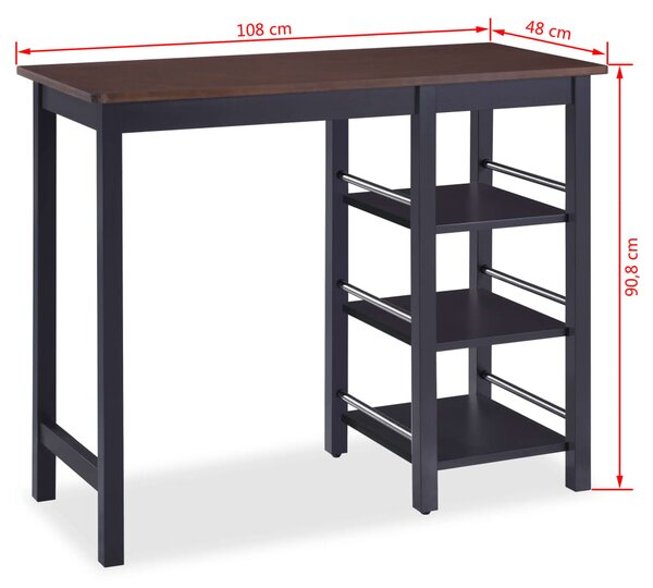 VidaXL Σετ Επίπλων Μπαρ 3 τεμ. Μαύρο από MDF