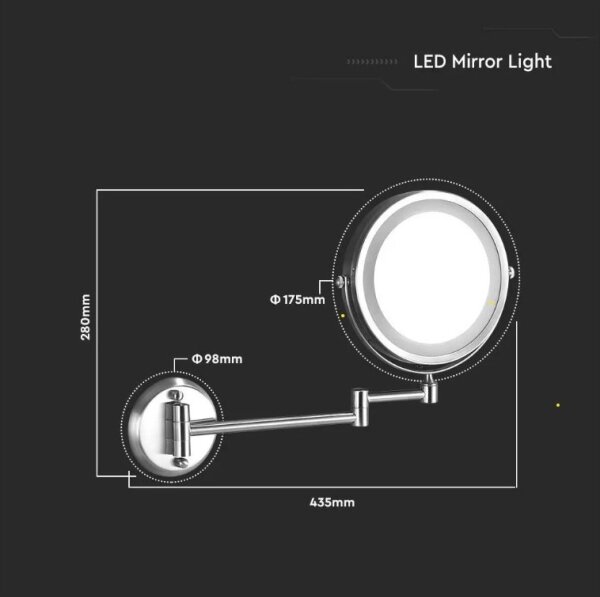 LED Επιτοίχιος καθρέπτης μακιγιάζ LED/3W/6V IP44