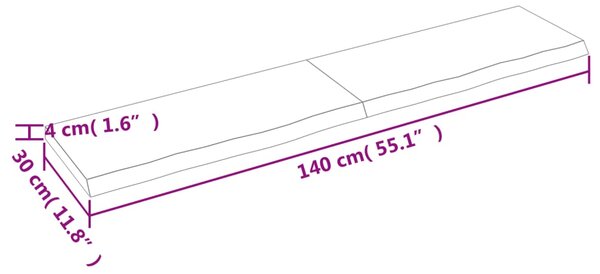 VidaXL Ράφι Τοίχου Σκούρο Καφέ 140x30x(2-4) εκ. Επεξ. Μασίφ Ξύλο Δρυός